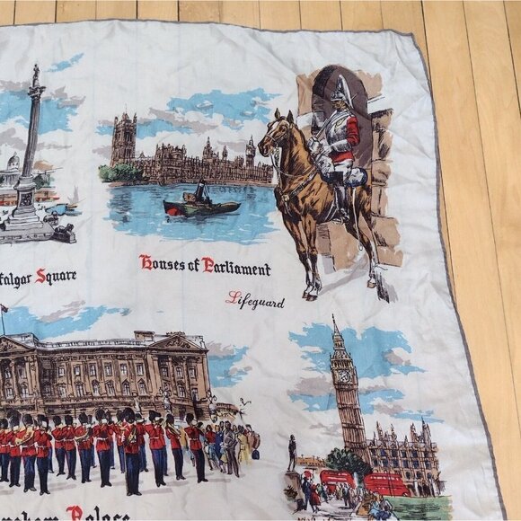 Vintage London Arms Of The City Scarf Buckingham Palace Parliament Big Ben - Picture 6 of 10